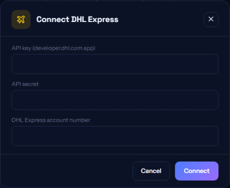 Connecting a courier with your own account credentials.